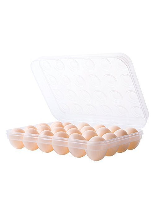 Vepson Jigva 24 Grids Clear Plastic Egg Container Dispenser Box Case Holder Storage with Lid for 2 Dozen 24 Eggs  - Image 1