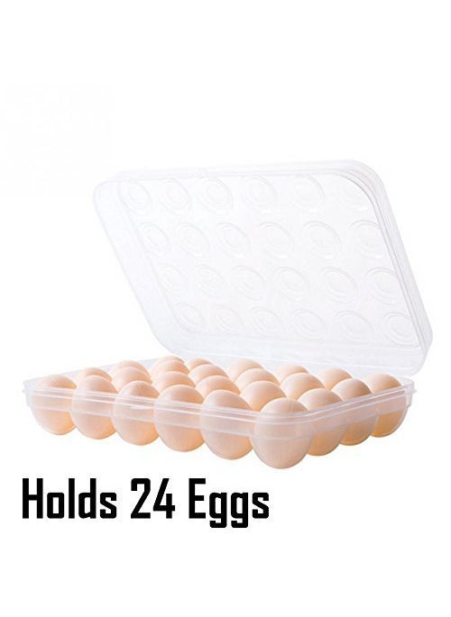 Vepson Jigva 24 Grids Clear Plastic Egg Container Dispenser Box Case Holder Storage with Lid for 2 Dozen 24 Eggs  - Image 4