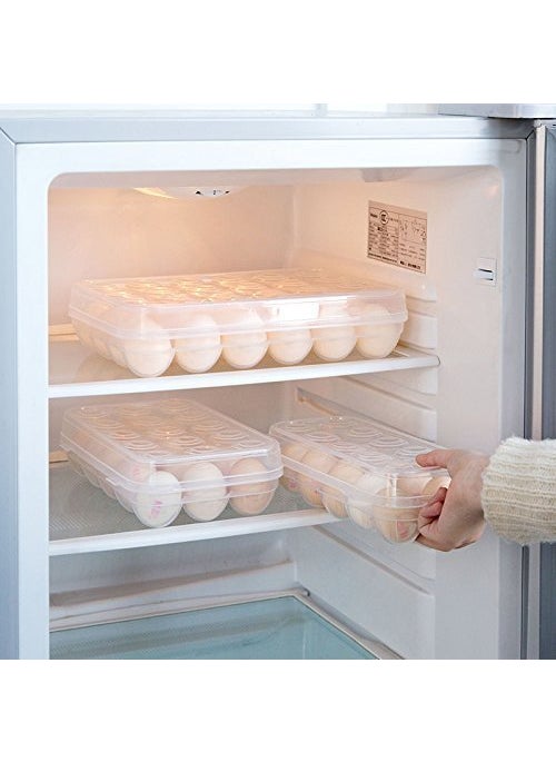 Vepson Jigva 24 Grids Clear Plastic Egg Container Dispenser Box Case Holder Storage with Lid for 2 Dozen 24 Eggs  - Image 3