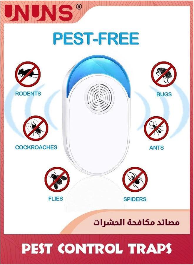 UNUNS طارد الحشرات بالموجات فوق الصوتية المطور، 4 عبوات طارد للبعوض داخلي، للجرذان، والصراصير، والفئران، والحشرات، والعناكب، تحكم إلكتروني موصل للمنزل، والمرآب، والمخزن، والفندق - Image 5