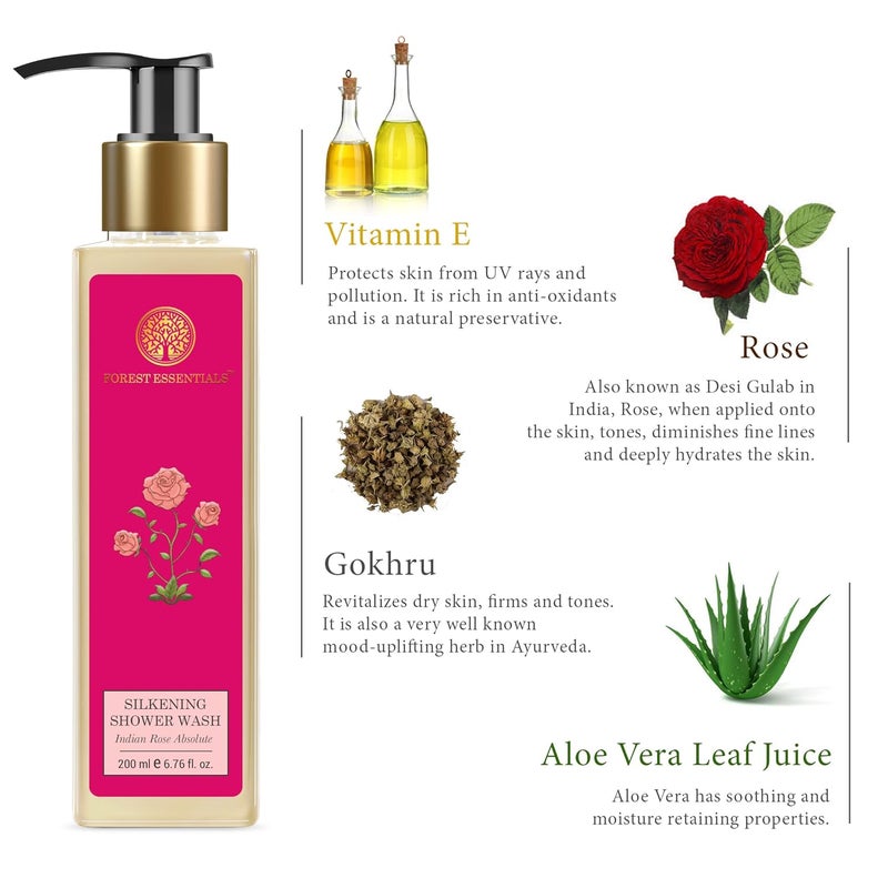 Forest Essentials غسول الاستحمام الناعم من فورست إيسينشالز - زيت الورد الهندي الخالص - Image 3