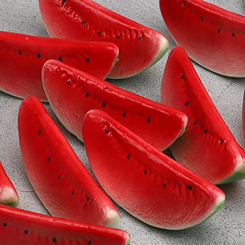 Woration 4 PCS Artificial Fake Watermelon Slice Fruit Faux Lifelike Plastic Red Watermelons for Home Fruit Bowls Kitchen Decor & Accessories - Image 2
