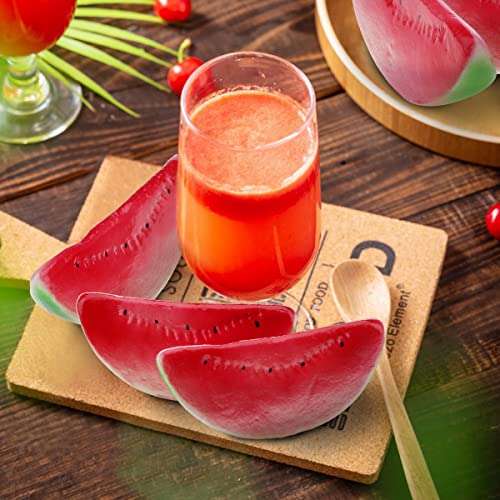 Woration 4 PCS Artificial Fake Watermelon Slice Fruit Faux Lifelike Plastic Red Watermelons for Home Fruit Bowls Kitchen Decor & Accessories - Image 4