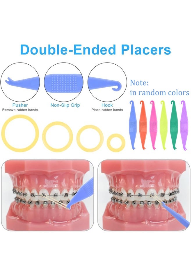 Orthodontic Rubber Bands, 600 Pieces Orthodontic Rubber Elastics, Orthodontic Dental Elastics, Multi-Purpose Elastics, 6 Device Positioners for Elastic Bands in random colors (4/1 Inch Fox) - Image 3