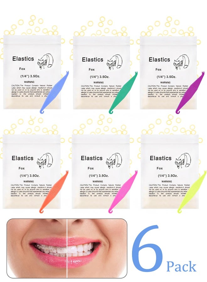 Orthodontic Rubber Bands, 600 Pieces Orthodontic Rubber Elastics, Orthodontic Dental Elastics, Multi-Purpose Elastics, 6 Device Positioners for Elastic Bands in random colors (4/1 Inch Fox) - Image 1