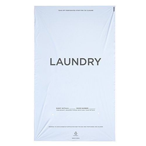 WELCOME Laundry Bags Hospitality - 14 X 24 Hotel Laundry Bags - Tear Tape Tie Closure White Plastic (Case of 1000) - Image 1