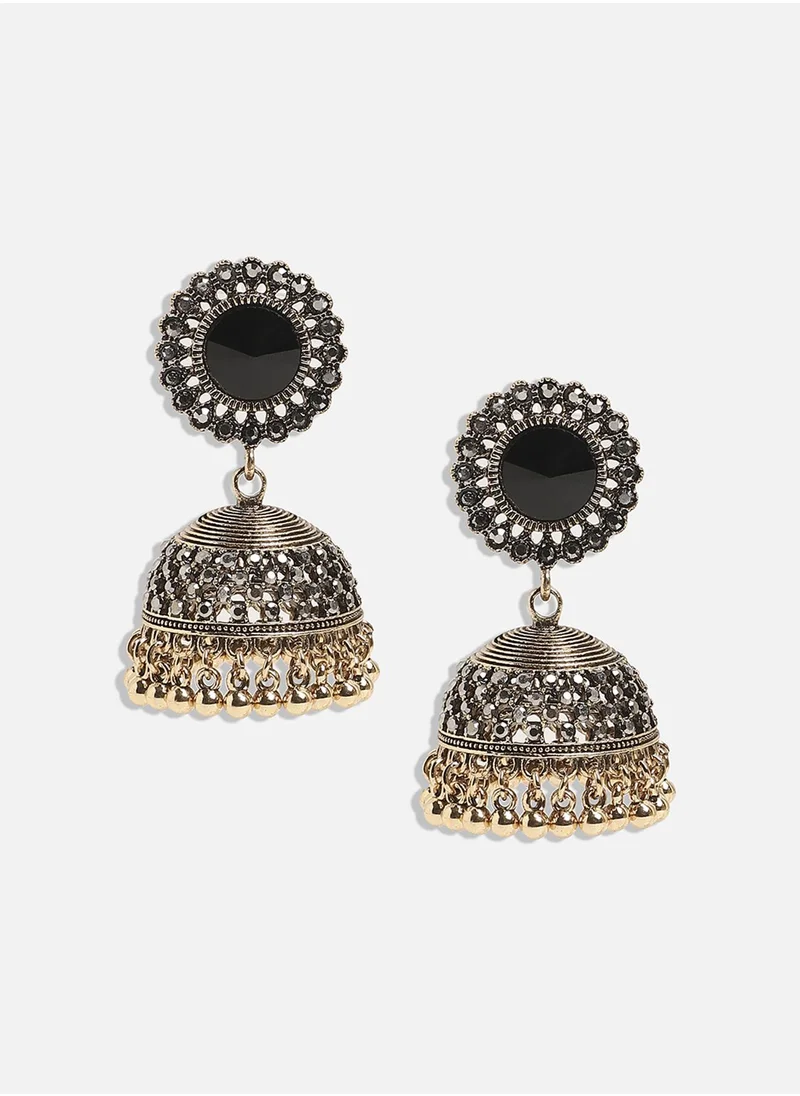 سوهي أقراط متدلية من حجر الكريستال Jhumka - ذهبي