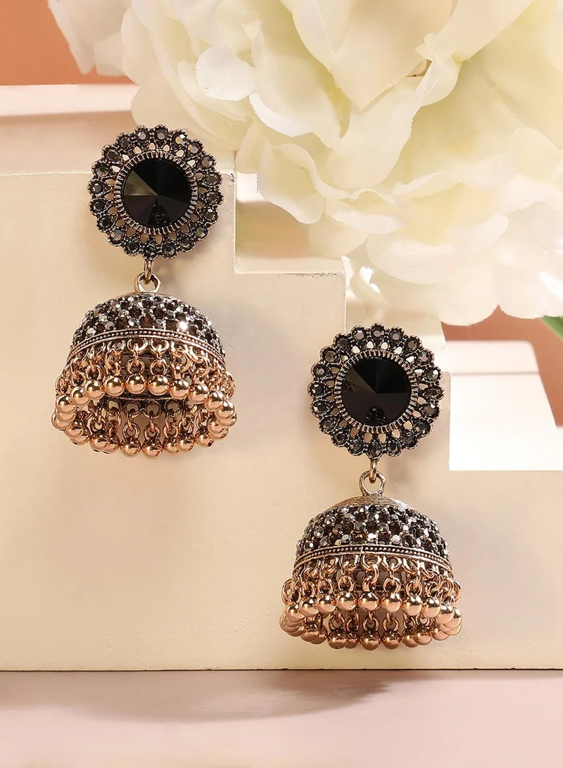 سوهي أقراط متدلية من حجر الكريستال Jhumka - ذهبي