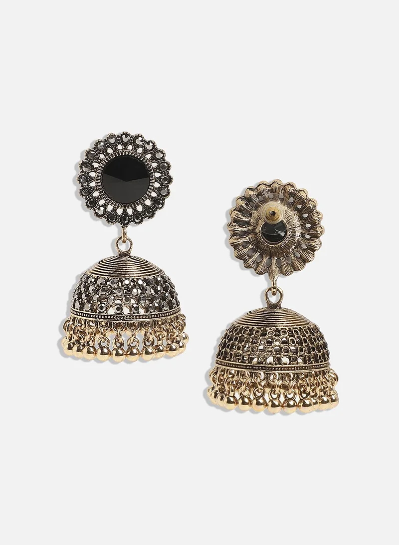 سوهي أقراط متدلية من حجر الكريستال Jhumka - ذهبي
