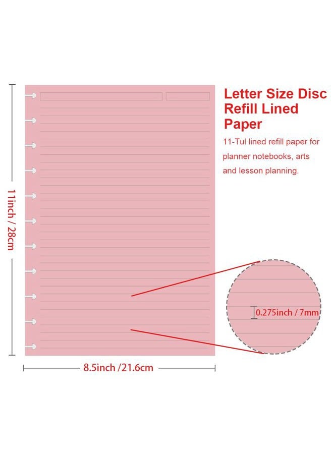 Getvow (2-Pack) Letter Size Discbound Lined Refill Paper, 11 Disc Discbound, 5 Colors(40 Sheets/Color), Total 200Sheets / 400Pages, 110gsm Thicker Paper, 8.5'' x 11'' - Image 3