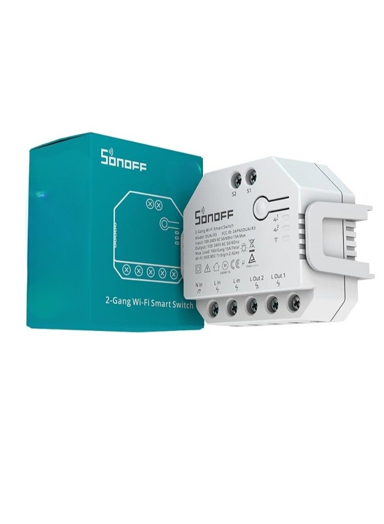 SONOFF Smart Curtain Switch, Long Lasting Smart Dual Relay Wifi Switch With Power Metering, Reliable And Safe Overload Protection Two Way Smart Switch, (1pc, White) - Image 1