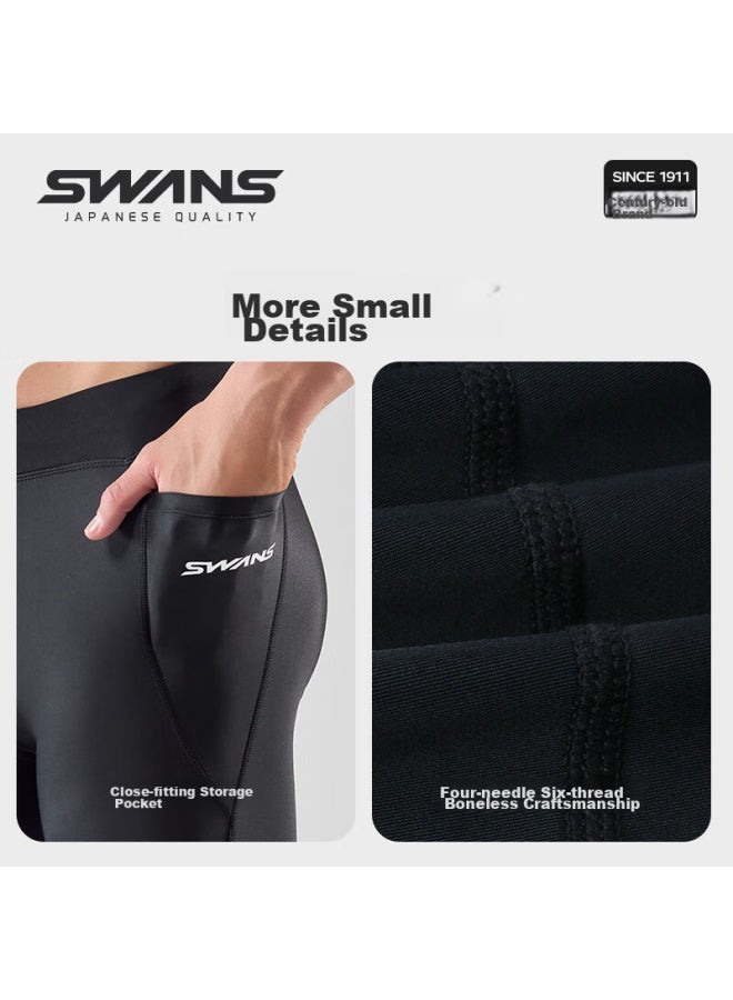 Speed Vision Swans Men's Swim Shorts, Quick-dry, Sun Protection, Anti-embarrassment, Diving And Surfing, Men's Swimming Gear, Black, 2XL - Image 5
