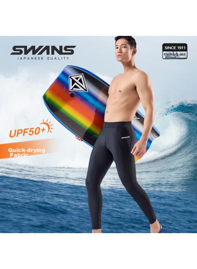 Speed Vision Swans Men's Swim Shorts, Quick-dry, Sun Protection, Anti-embarrassment, Diving And Surfing, Men's Swimming Gear, Black, 2XL - Image 1