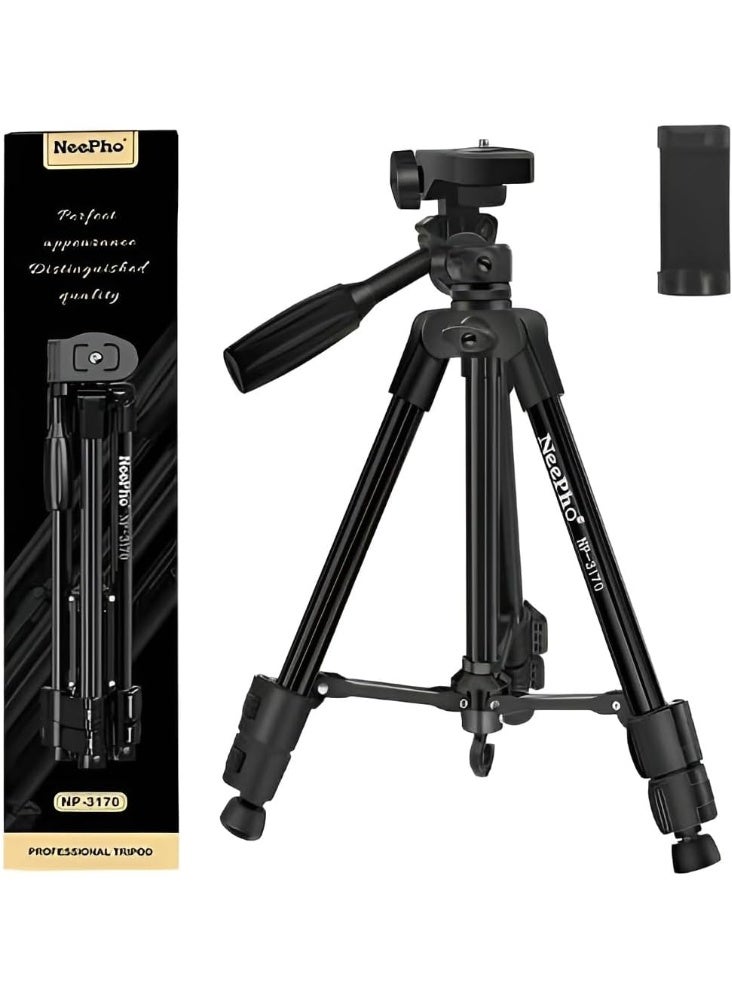 ني فو حامل ثلاثي القوائم احترافي NP-3170 مع قفل سريع، قاعدة قابلة للتعديل، أرجل قابلة للتعديل، حقيبة حمل-اسود - Image 1