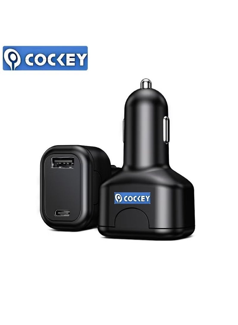 كوكي سيارة كوكي تحديد المواقع السريع الشاحن. منفذ الشحن السريع المزدوج (USB+Type-C) توصيل وتشغيل تتبع المركبة وتحديد موقع الشحن على متن جهاز مزدوج في واحد، مناسب لشحن السيارة - Image 1