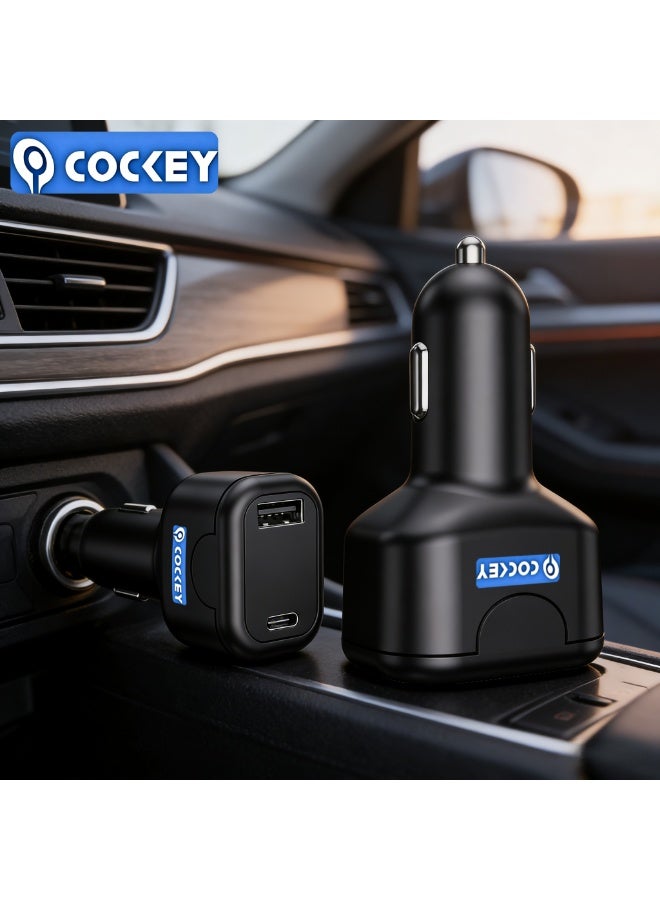 كوكي سيارة كوكي تحديد المواقع السريع الشاحن. منفذ الشحن السريع المزدوج (USB+Type-C) توصيل وتشغيل تتبع المركبة وتحديد موقع الشحن على متن جهاز مزدوج في واحد، مناسب لشحن السيارة - Image 2