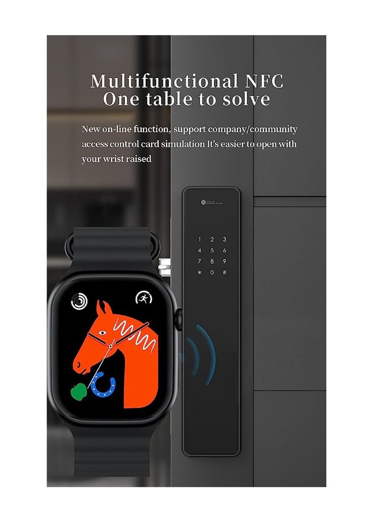 W&O WO Smart watch series X8 pro plus wireless charging NFC supported 44mm full AMOLED screen display (Black) - Image 5