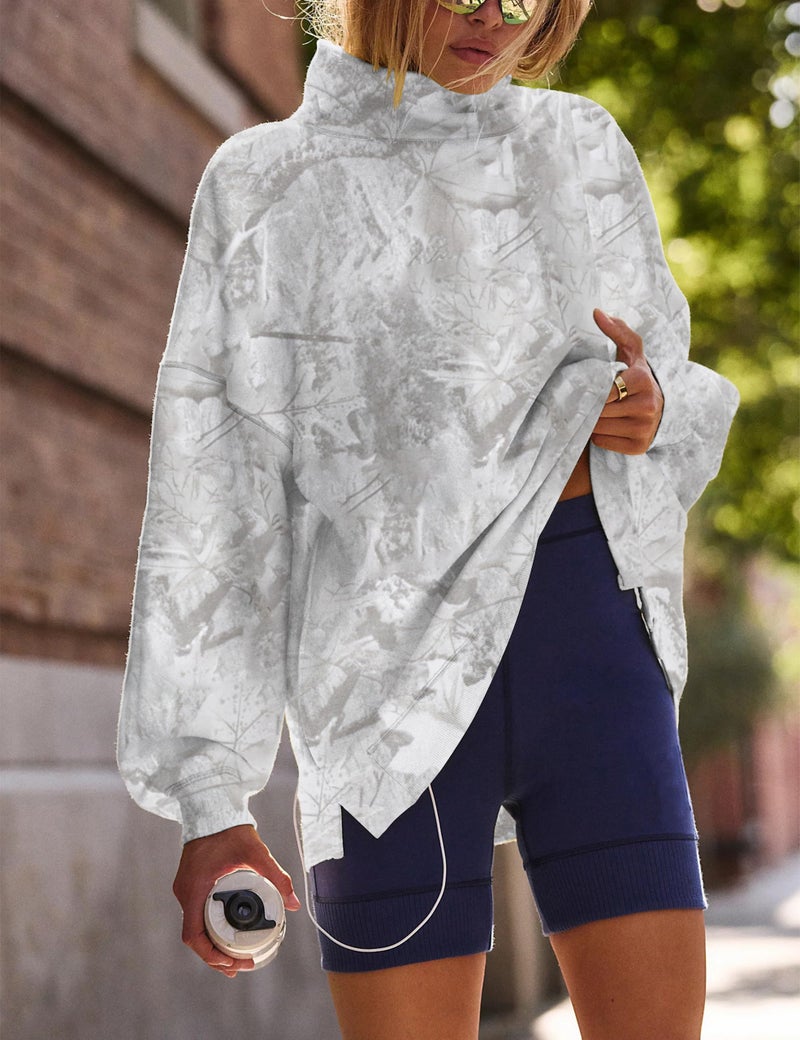 Sujama Mock Neck Sweatshirt Women Oversized Fleece Long Sleeve Turtleneck Tops Mockneck Sweatshirt 2026 Casual Pullover - Image 4