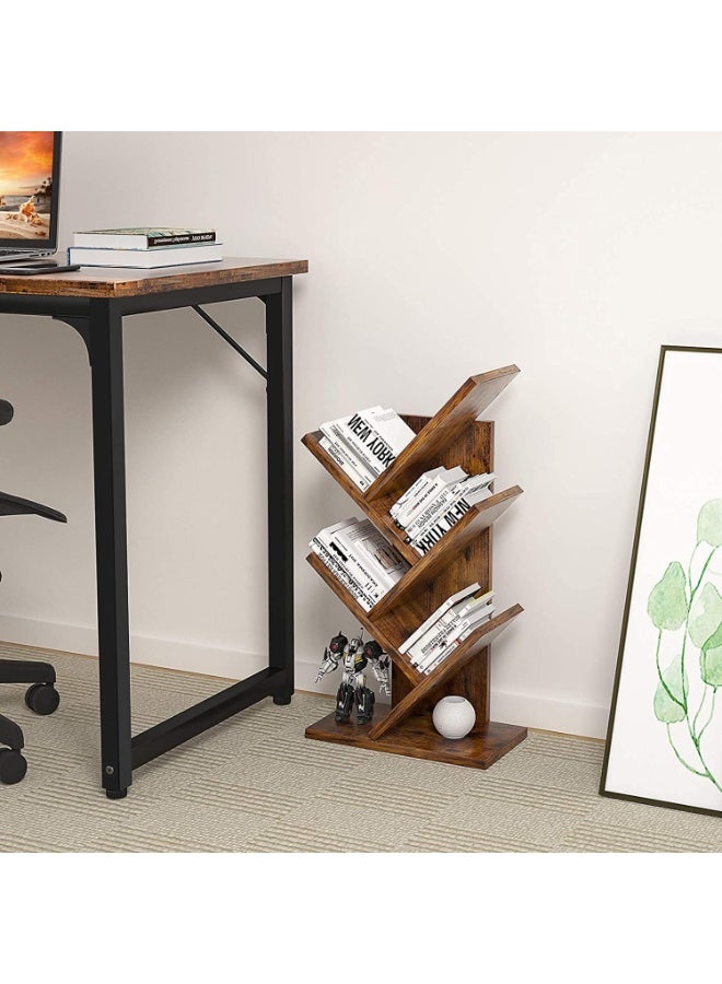 جاد وودز مكتبة خشبية صغيرة بشكل شجرة من جاد وودز – من خشب MDF عالي الجودة – رفوف عرض للكتب والديكور – تصميم مودرن بني - Image 2