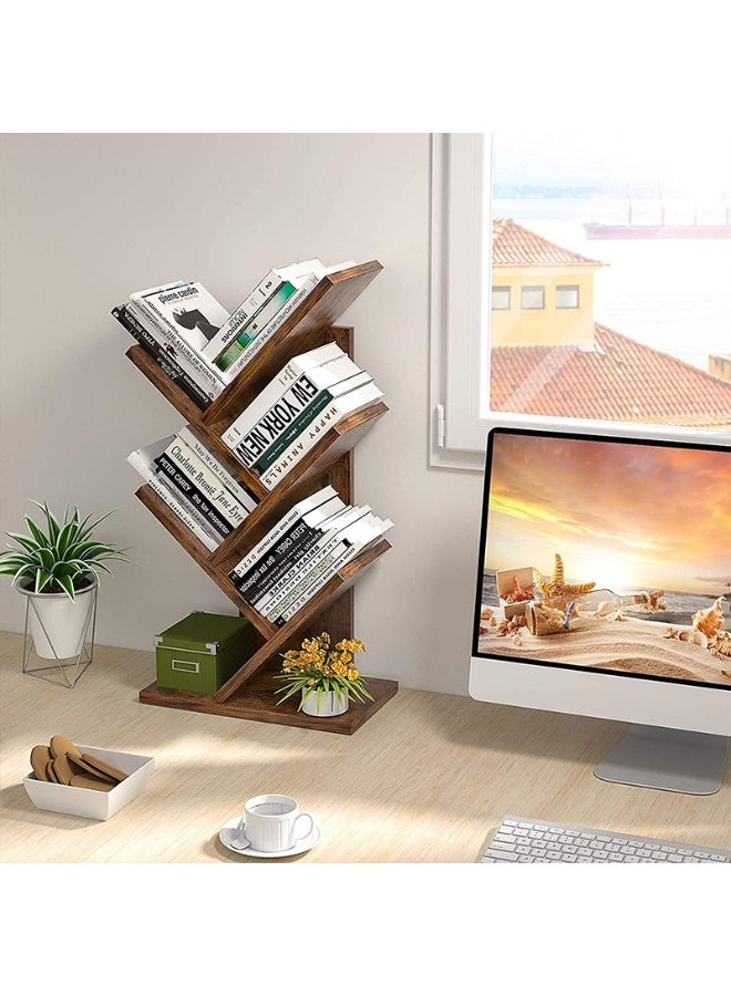 جاد وودز مكتبة خشبية صغيرة بشكل شجرة من جاد وودز – من خشب MDF عالي الجودة – رفوف عرض للكتب والديكور – تصميم مودرن بني - Image 5