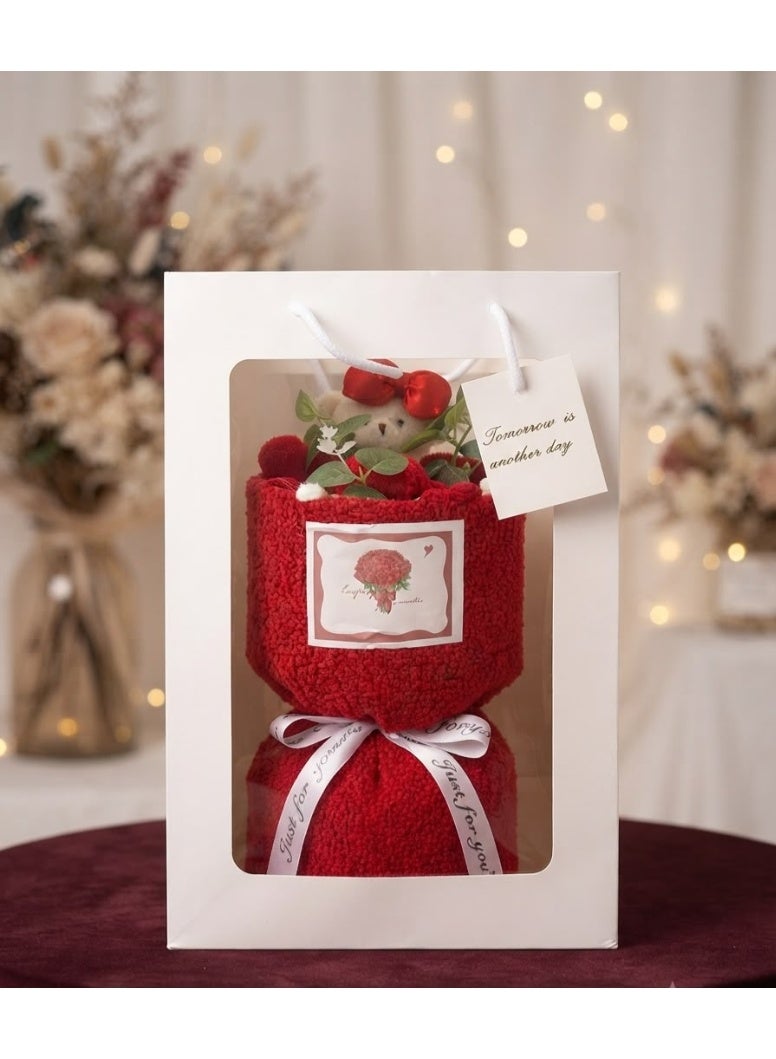 Preserved flower bouquet: Crochet flower bouquet with a gift box—perfect for birthdays, couples, and Valentine's Day. - Image 1