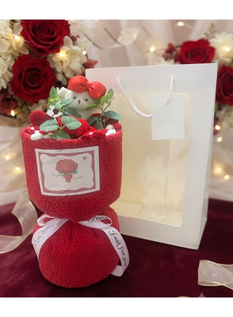 Preserved flower bouquet: Crochet flower bouquet with a gift box—perfect for birthdays, couples, and Valentine's Day. - Image 3