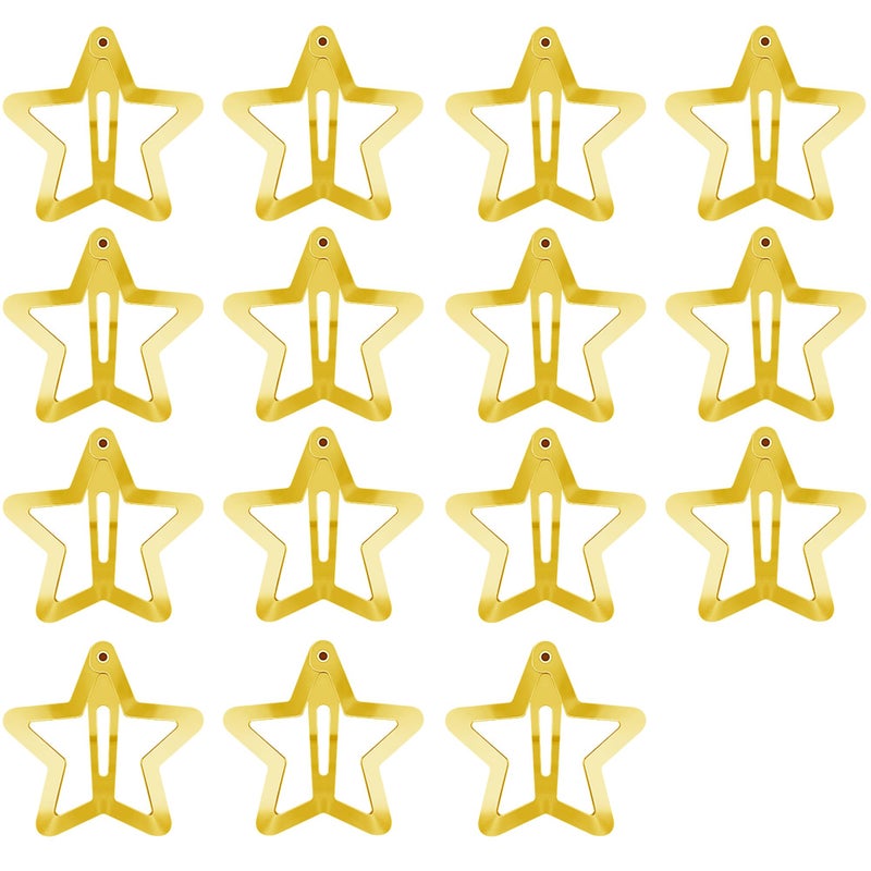 SAOROPEB Star Hair Clips 2000s Y2K Snap Hair Barrettes Non Slip Star Hair Accessories Gold Metal Hair Clips for Girls Women -15 PCS 1.57" - Image 1