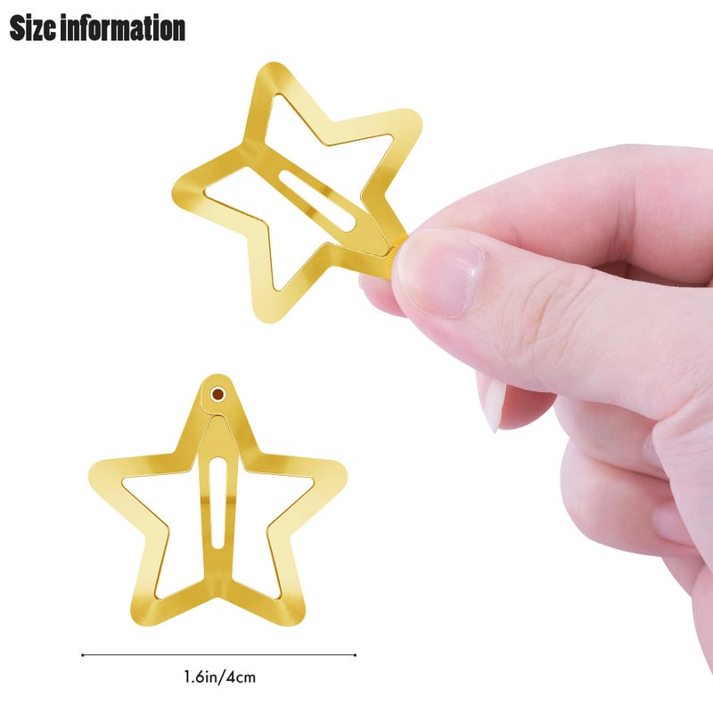 SAOROPEB Star Hair Clips 2000s Y2K Snap Hair Barrettes Non Slip Star Hair Accessories Gold Metal Hair Clips for Girls Women -15 PCS 1.57" - Image 2