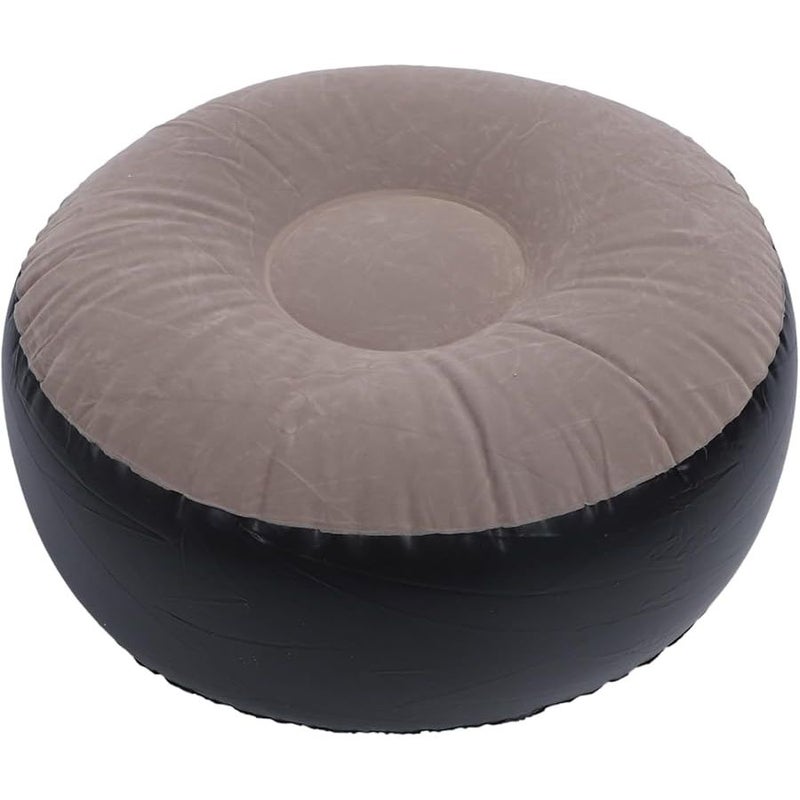 Coffee Portable Inflatable Ottoman Stool Soft Flocking for Indoor Outdoor Use Small Foot Rest Seating - Image 1