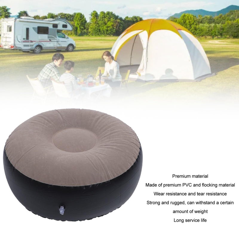 Coffee Portable Inflatable Ottoman Stool Soft Flocking for Indoor Outdoor Use Small Foot Rest Seating - Image 5