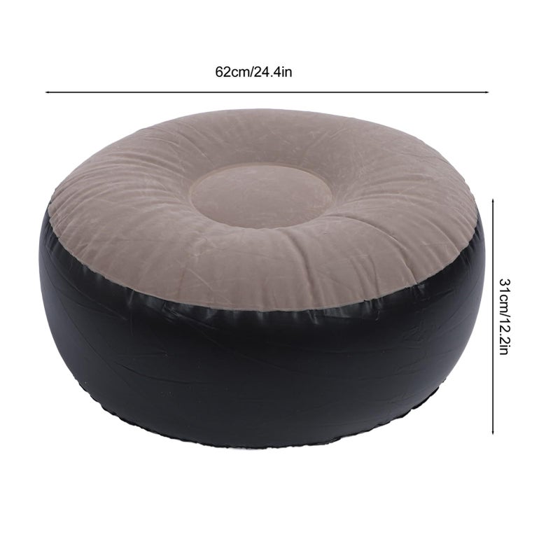Coffee Portable Inflatable Ottoman Stool Soft Flocking for Indoor Outdoor Use Small Foot Rest Seating - Image 4
