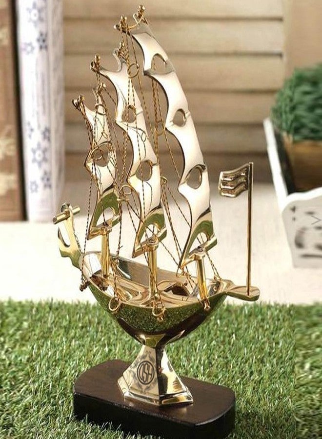 DSH Brass Ship/Boat/Titanic with Wooden Base, Showpiece Item, Perfect for Home Decoration and Gifting, (20 X 25 cm) - Image 1