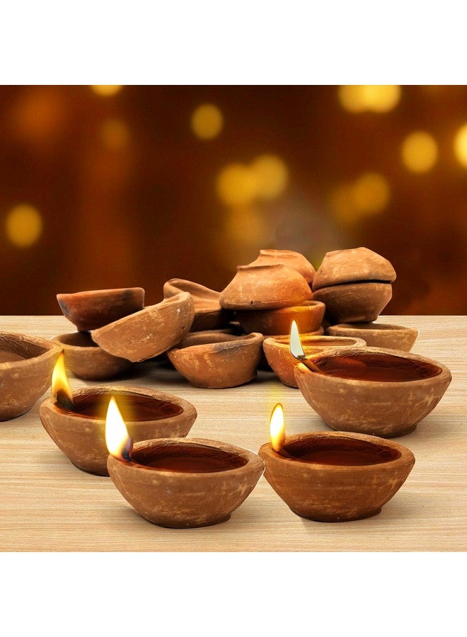Pure Source India Natural Clay Traditional Diwali Ke Diye | Earthen Clay Diya | Mitti Ka Diva | Diyas for Pooja (Set of 12) - Image 1