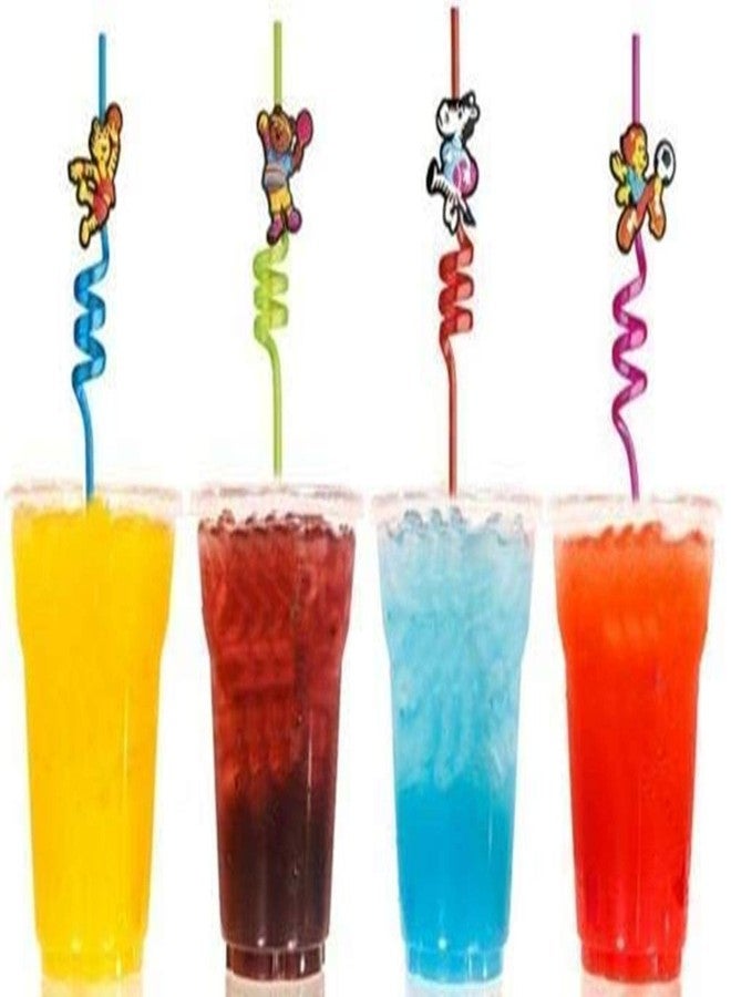 LAGET® Reusable Curly Straws 4 PCS | Twist Plastic Drinking Straws for Smoothies, Milkshakes & Frozen Drinks | Kids Party Decor (Random Colour & Design) - Image 4
