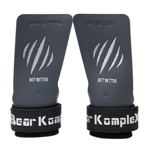 Bear KompleX - Premium Hand Grips for Fitness & Gymnastics, No-Slip Pull Up Grips for Weight Lifting, Strength Training & Bar Work, Palm Protection with Padded Wrists, Carbon No-Hole Design - Medium - Image 1