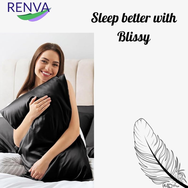 RENVA Satin Pillowcases for Hair and Skin Standard Size 18 x 28 Inch Soft Pillowcases Breathable Cooling for Sleeping Pack of 2 - Image 4