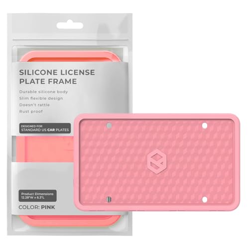 Rightcar Solutions Car Plate Frame Silicone License Plate Frame RustProof RattleProof WeatherProof License Plate Holder for Front or Rear Pink 1 Pack - Image 1
