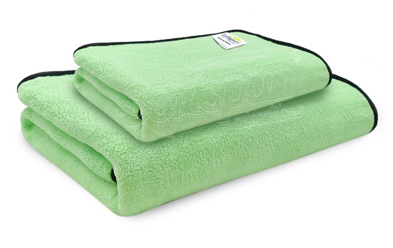 SOFTSPUN Microfiber Bath Towel 2 pc Green! Ultra Absorbent Super Soft & Comfortable Quick Drying for Men & Women Daily Use Extra Large Size Unisex. - Image 1