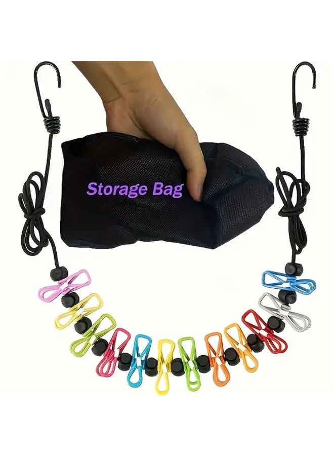 Retractable Portable Clothesline with 12 Clothespins and Storage Bag for Travel Camping Laundry - Image 2