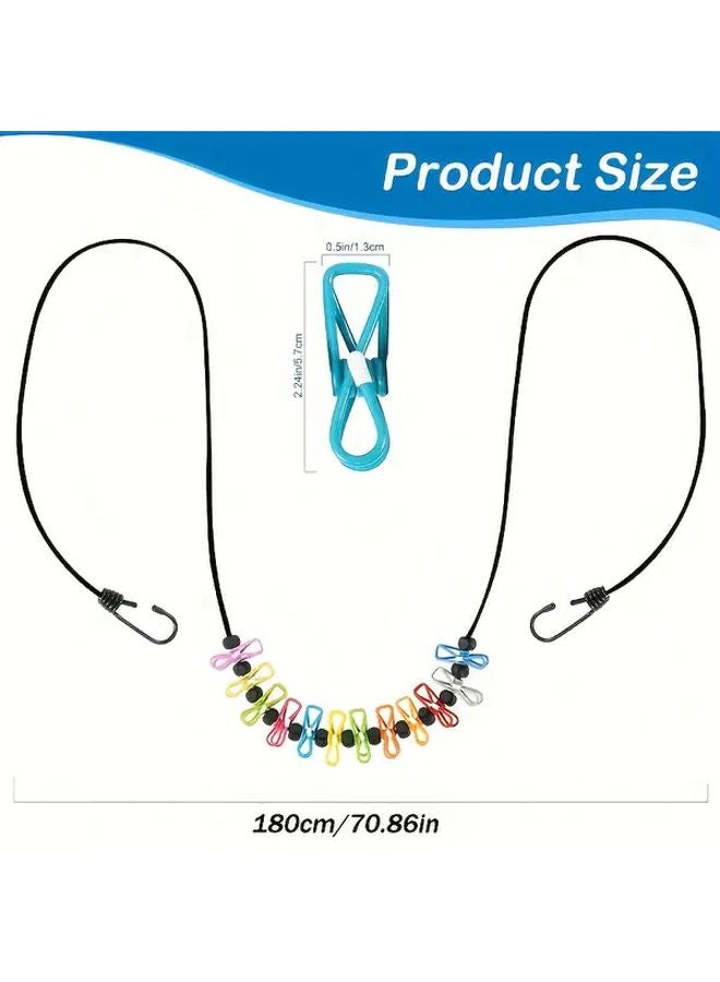 Retractable Portable Clothesline with 12 Clothespins and Storage Bag for Travel Camping Laundry - Image 4