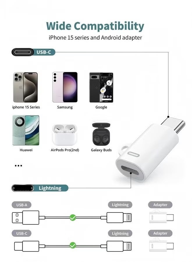 USB C to light-ning adapter, Type C Female to light-ning Male Adapter,Compatible with iPhone 15/15 Plus/15 Pro/15 Pro Max iPad Air and More Type C Devices Charging Support Data Transmission - Image 3