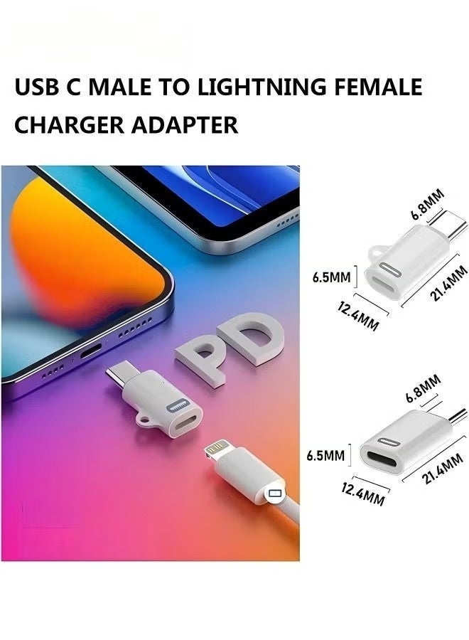 USB C to light-ning adapter, Type C Female to light-ning Male Adapter,Compatible with iPhone 15/15 Plus/15 Pro/15 Pro Max iPad Air and More Type C Devices Charging Support Data Transmission - Image 2
