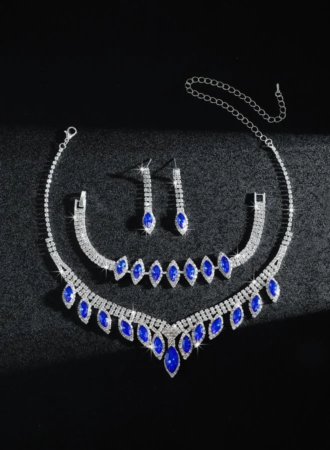 تايك تو مجموعة من قلادة وسوار وأقراط مرصعة بأحجار الراين