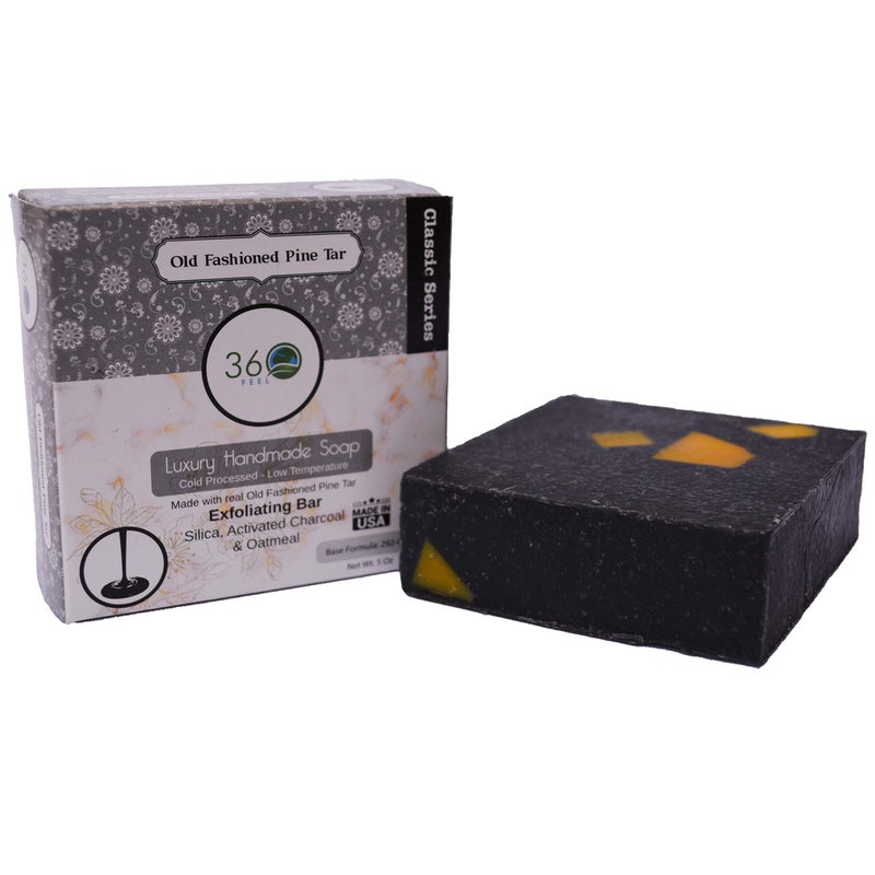 360Feel Pine Tar Bar Soap - Made in the USA - Castile Handmade, All-Natural, Cold-Processed - Infused with Pine Tar for Relaxation & Calm - Rich, Creamy Lather - (5oz) - Image 5