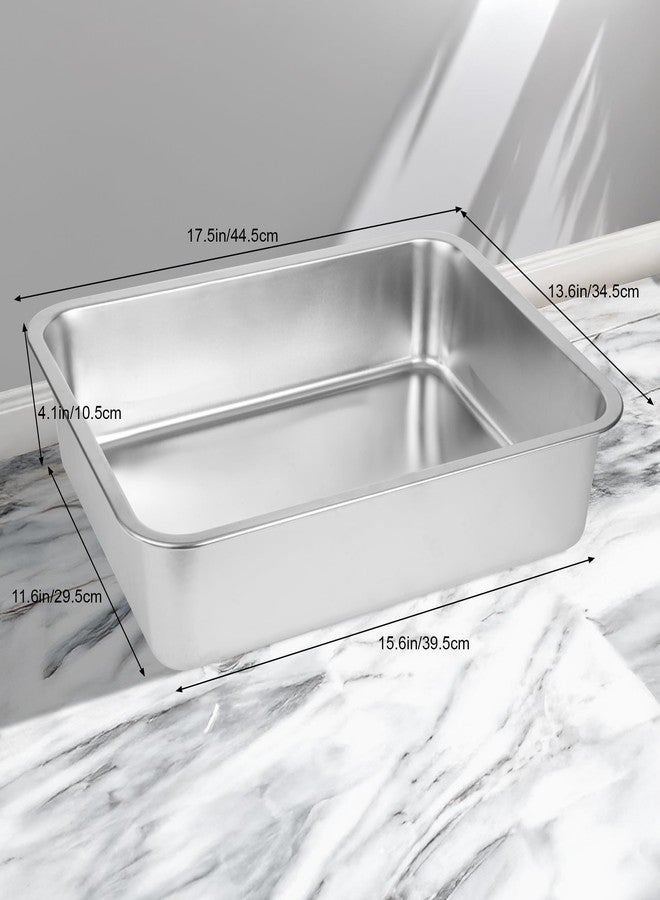 BierBear Stainless Steel Cat Litter Box for Big Cats,Small Stainless Steel Litter Box,Large Metal Cat Litter Box-Easy to Clean.(17.5" L x 13.6" W x 4.1" H). - Image 2