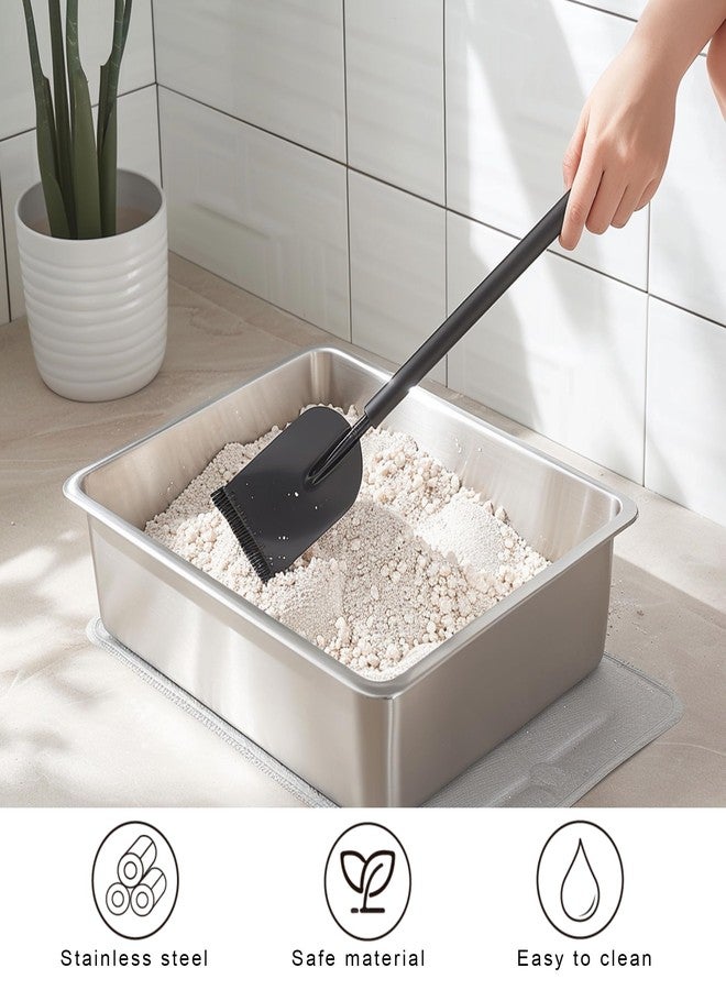 BierBear Stainless Steel Cat Litter Box for Big Cats,Small Stainless Steel Litter Box,Large Metal Cat Litter Box-Easy to Clean.(17.5" L x 13.6" W x 4.1" H). - Image 4