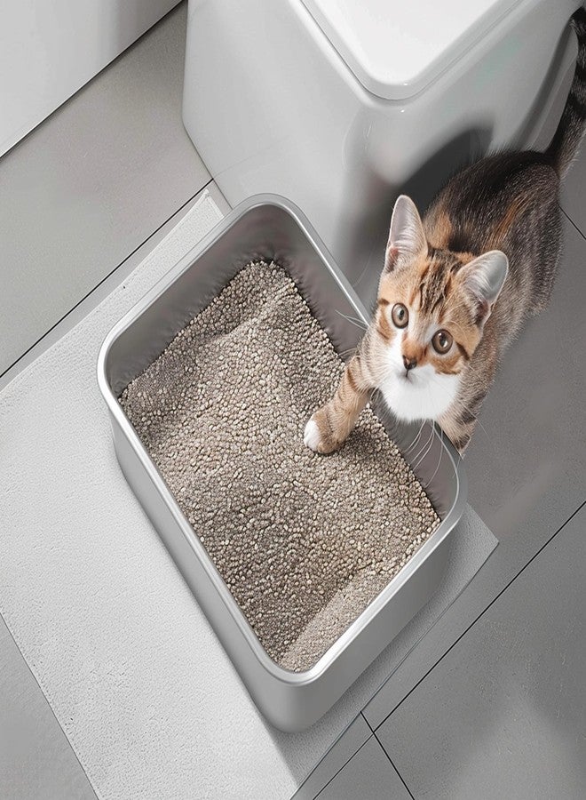 BierBear Stainless Steel Cat Litter Box for Big Cats,Small Stainless Steel Litter Box,Large Metal Cat Litter Box-Easy to Clean.(17.5" L x 13.6" W x 4.1" H). - Image 5