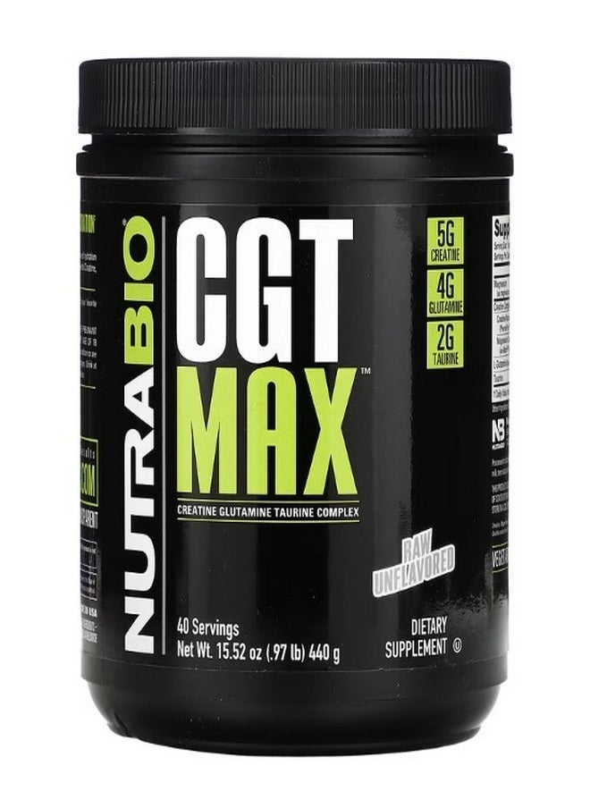 NutraBio - CGT MAX Raw Unflavored 0.97 lb 440 g - Image 1