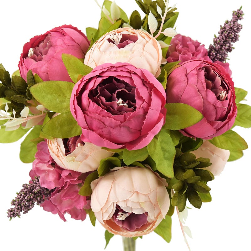 FiveSeasonStuff Artificial Peony and Hydrangea Silk Bouquet 50cm Mixed Pink Flowers  Ideal for Weddings Bridal Home and Office Dcor 1 Bouquet