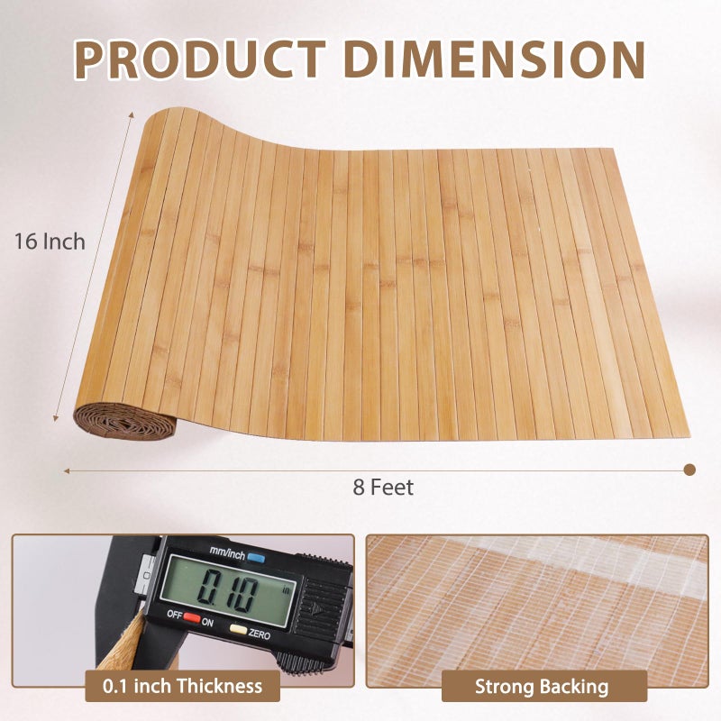EYAYEN Natural Bamboo Wall Panel for Interior Wall Decor, Pole Wrap Wainscoting Interior Wall Cladding Panel for Kitchen Island, Bedroom, Living Room Office,Decor(16" H x 96" L, Light-Carbonized) - Image 2